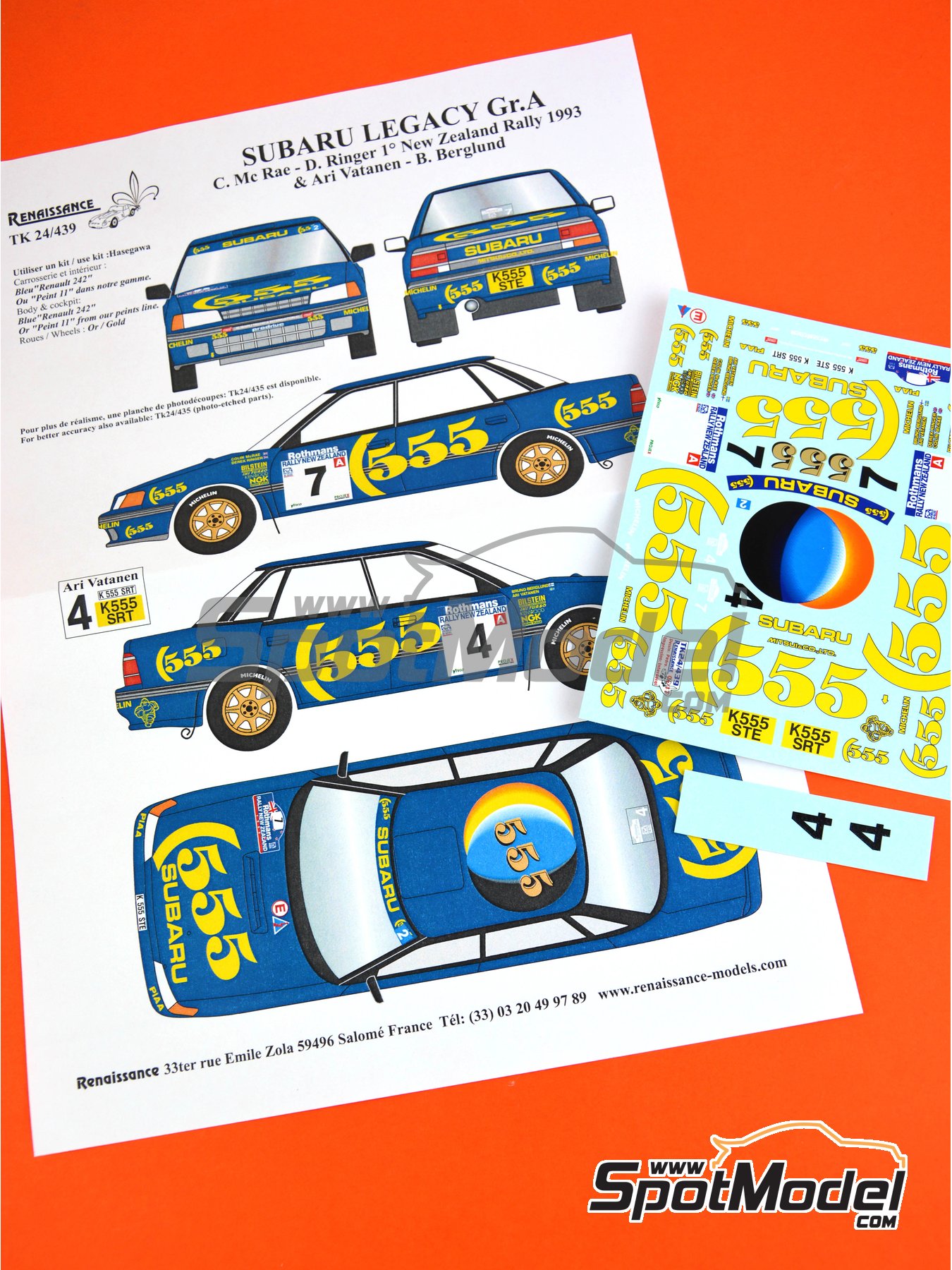 Renaissance Models TK24/439: Marking / livery 1/24 scale - Subaru
